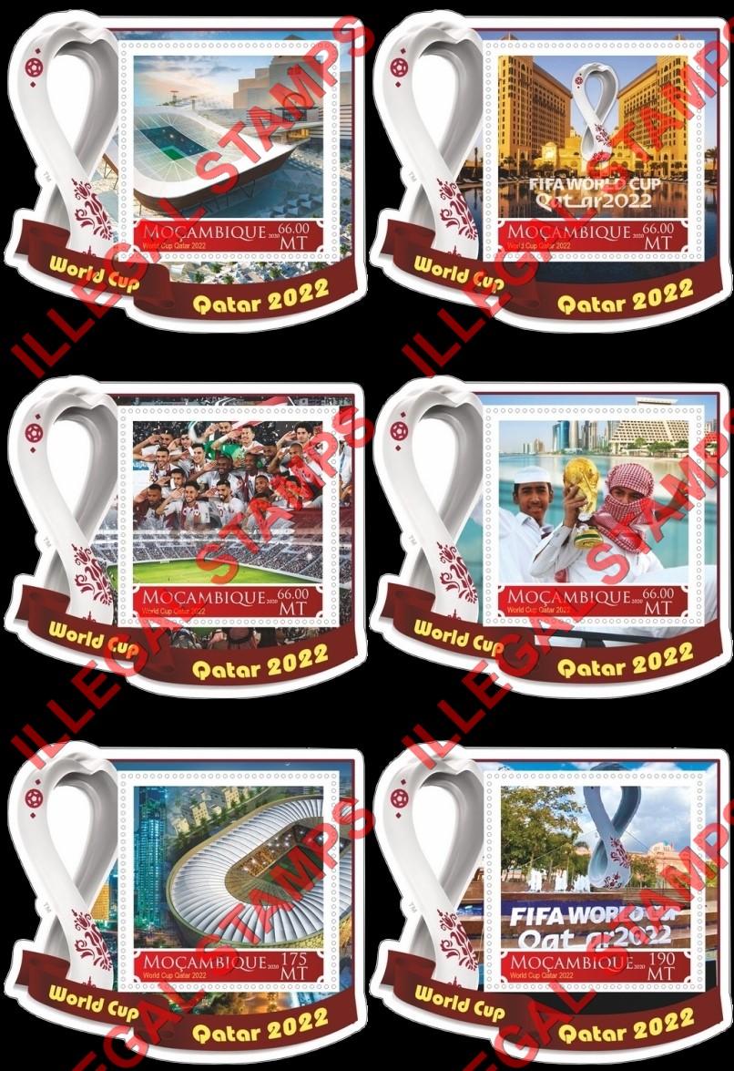  Mozambique 2020 FIFA World Cup Soccer in Qatar in 2022 Counterfeit Illegal Stamp Souvenir Sheets of 1