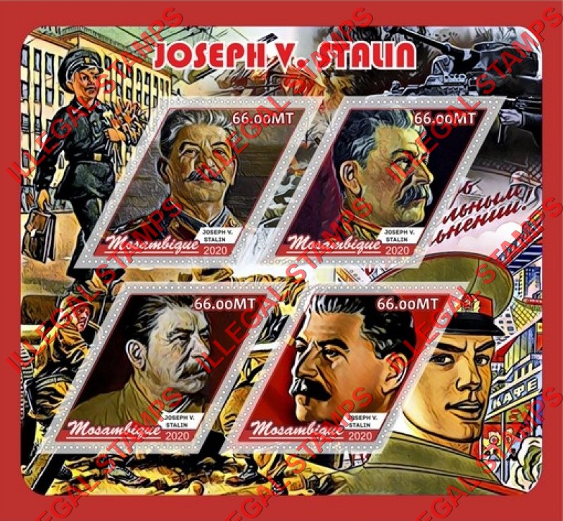  Mozambique 2020 Joseph Stalin (different a) Counterfeit Illegal Stamp Souvenir Sheet of 4