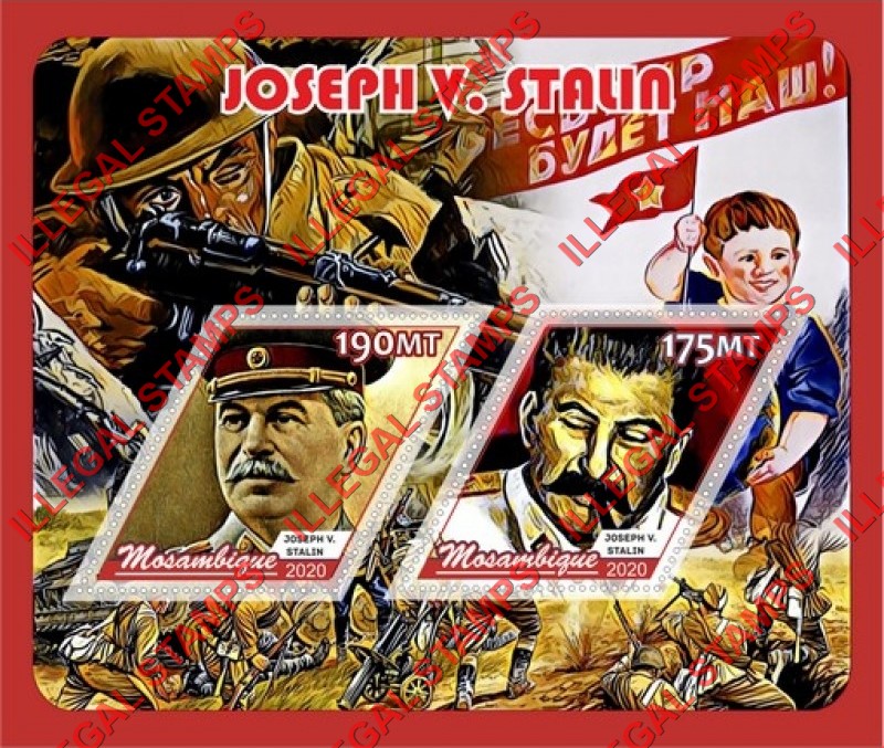  Mozambique 2020 Joseph Stalin (different a) Counterfeit Illegal Stamp Souvenir Sheet of 2