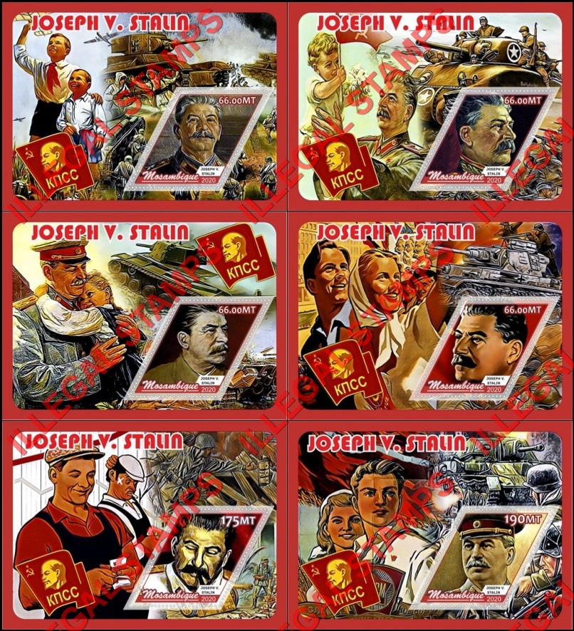  Mozambique 2020 Joseph Stalin (different a) Counterfeit Illegal Stamp Souvenir Sheets of 1