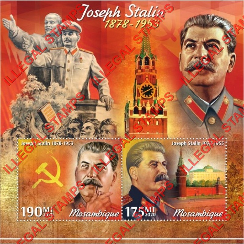 Mozambique 2020 Joseph Stalin (different b) Counterfeit Illegal Stamp Souvenir Sheet of 2