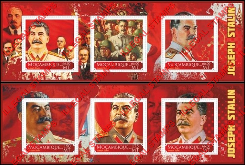  Mozambique 2020 Joseph Stalin (different c) Counterfeit Illegal Stamp Souvenir Sheets of 3