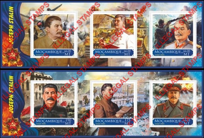  Mozambique 2020 Joseph Stalin (different) Counterfeit Illegal Stamp Souvenir Sheets of 3