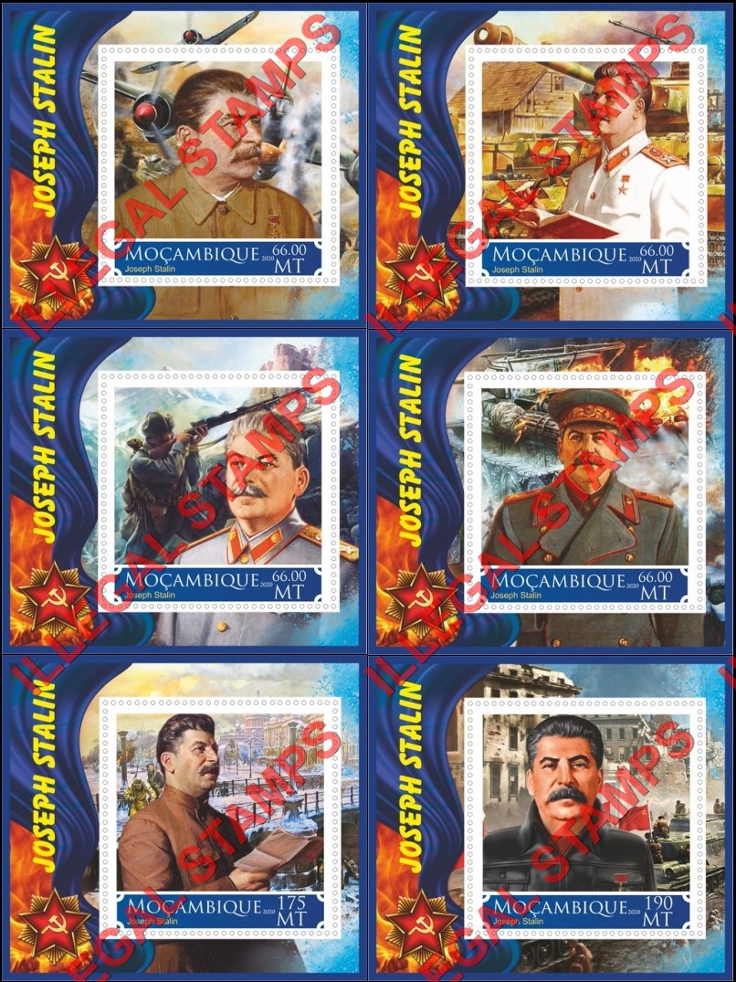  Mozambique 2020 Joseph Stalin (different) Counterfeit Illegal Stamp Souvenir Sheets of 1