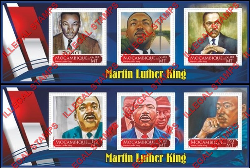  Mozambique 2020 Martin Luther King Counterfeit Illegal Stamp Souvenir Sheets of 3