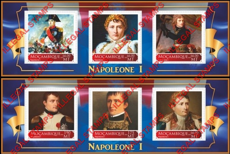  Mozambique 2020 Napoleon Bonaparte (different a) Counterfeit Illegal Stamp Souvenir Sheets of 3