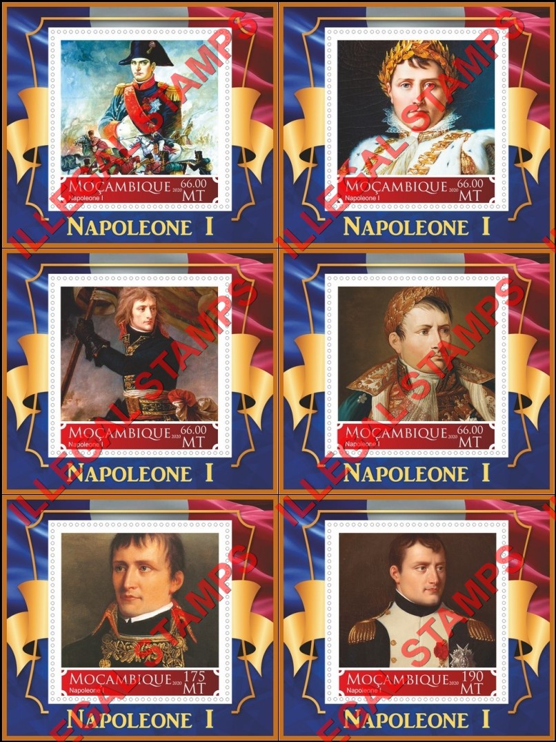  Mozambique 2020 Napoleon Bonaparte (different a) Counterfeit Illegal Stamp Souvenir Sheets of 1