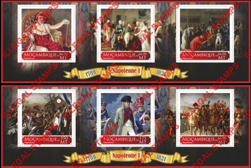  Mozambique 2020 Napoleon Bonaparte (different b) Counterfeit Illegal Stamp Souvenir Sheets of 3