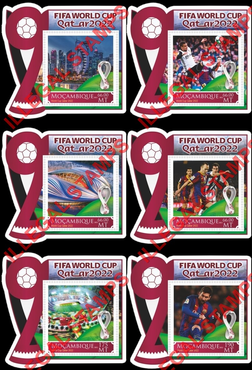  Mozambique 2021 FIFA World Cup Soccer in Qatar in 2022 Counterfeit Illegal Stamp Souvenir Sheets of 1