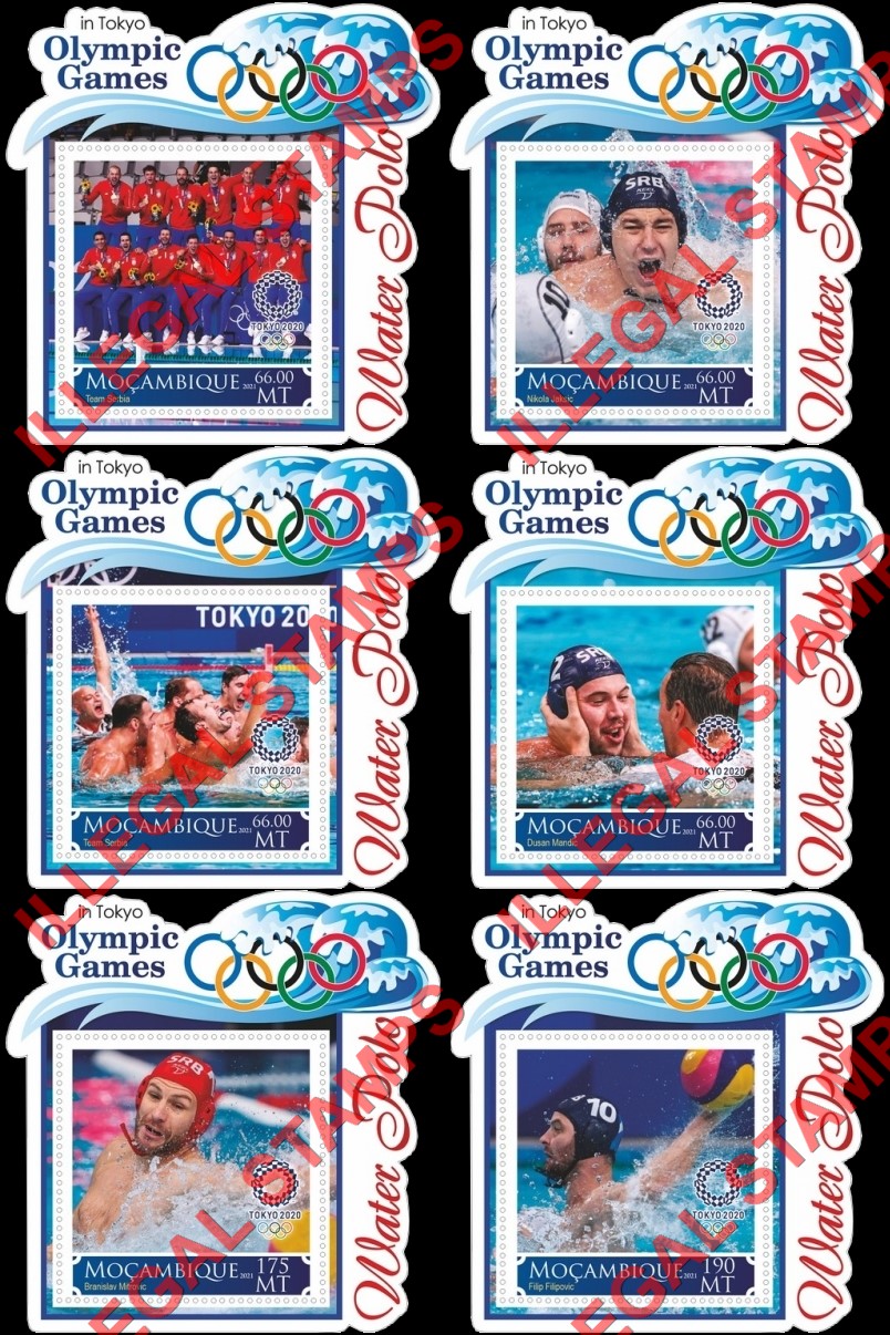  Mozambique 2021 Olympic Games in Tokyo in 2020 Water Polo Counterfeit Illegal Stamp Souvenir Sheets of 1
