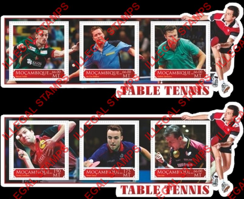  Mozambique 2021 Table Tennis Players Counterfeit Illegal Stamp Souvenir Sheets of 3