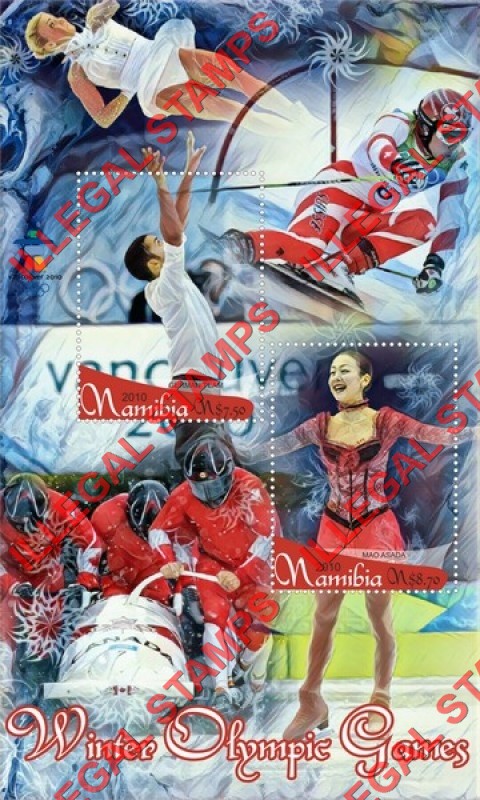 Namibia 2010 Winter Olympic Games Illegal Stamp Souvenir Sheet of 2