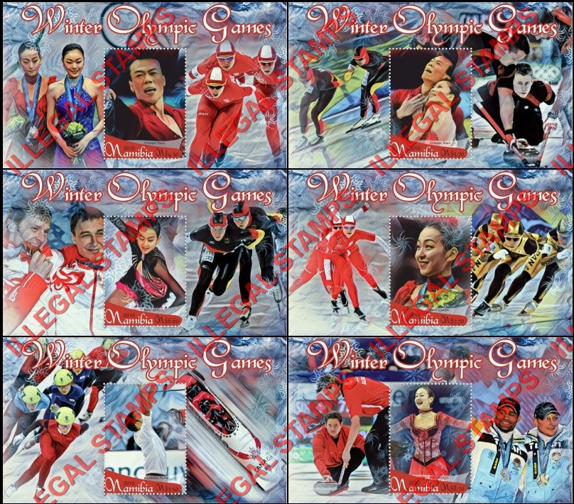 Namibia 2010 Winter Olympic Games Illegal Stamp Souvenir Sheets of 1