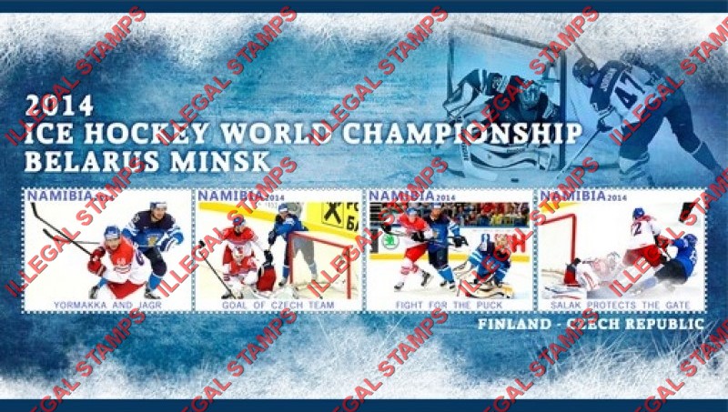 Namibia 2014 Ice Hockey World Championship Belarus Minsk Illegal Stamp Souvenir Sheet of 4