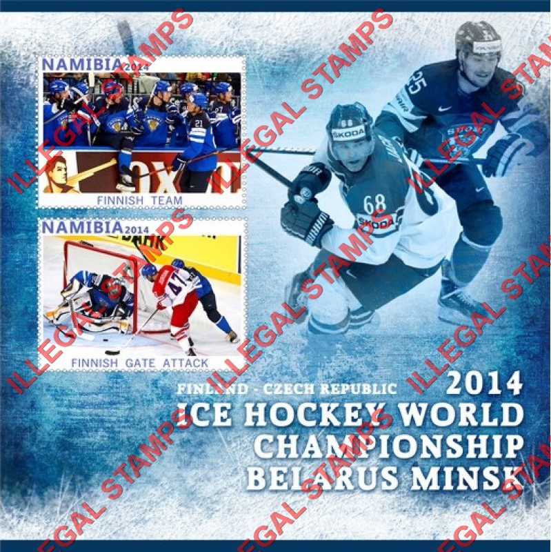 Namibia 2014 Ice Hockey World Championship Belarus Minsk Illegal Stamp Souvenir Sheet of 2