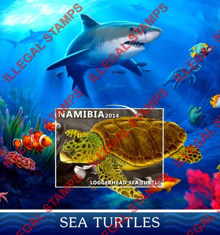 Namibia 2014 Sea Turtles Illegal Stamp Souvenir Sheet of 1