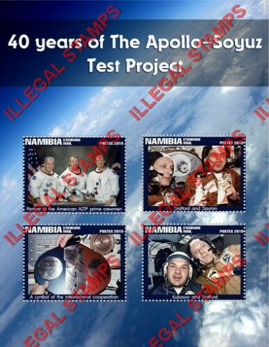 Namibia 2015 Apollo Soyuz Test Project Illegal Stamp Souvenir Sheet of 4