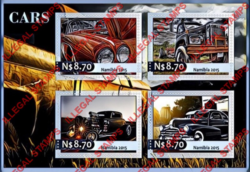 Namibia 2015 Cars Illegal Stamp Souvenir Sheet of 4