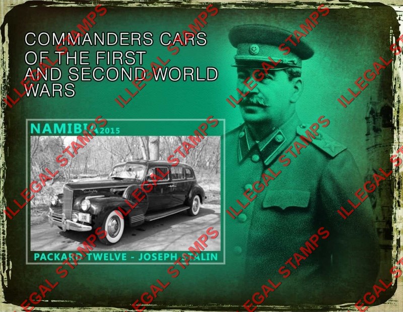 Namibia 2015 Commanders Cars of the First and Second World Wars Illegal Stamp Souvenir Sheet of 1