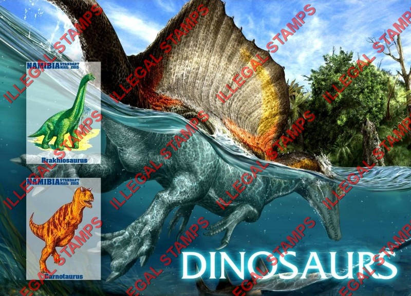 Namibia 2015 Dinosaurs Illegal Stamp Souvenir Sheet of 2