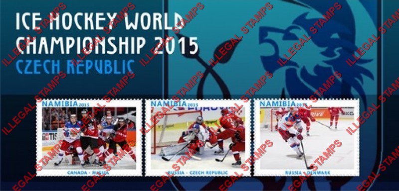 Namibia 2015 Ice Hockey World Championship (different a) Illegal Stamp Souvenir Sheet of 3