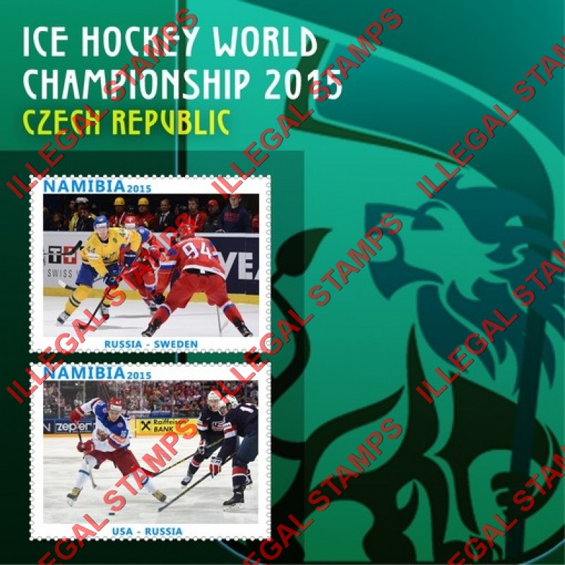 Namibia 2015 Ice Hockey World Championship (different a) Illegal Stamp Souvenir Sheet of 2