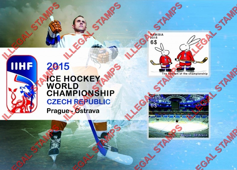 Namibia 2015 Ice Hockey World Championship Illegal Stamp Souvenir Sheet of 2