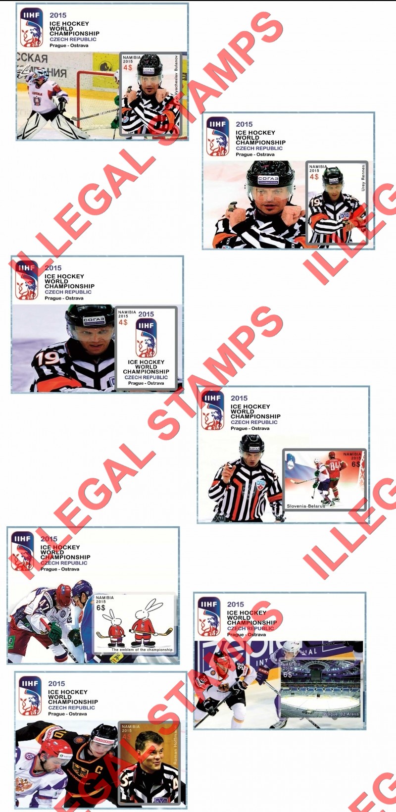 Namibia 2015 Ice Hockey World Championship Illegal Stamp Souvenir Sheets of 1 (Part 2)