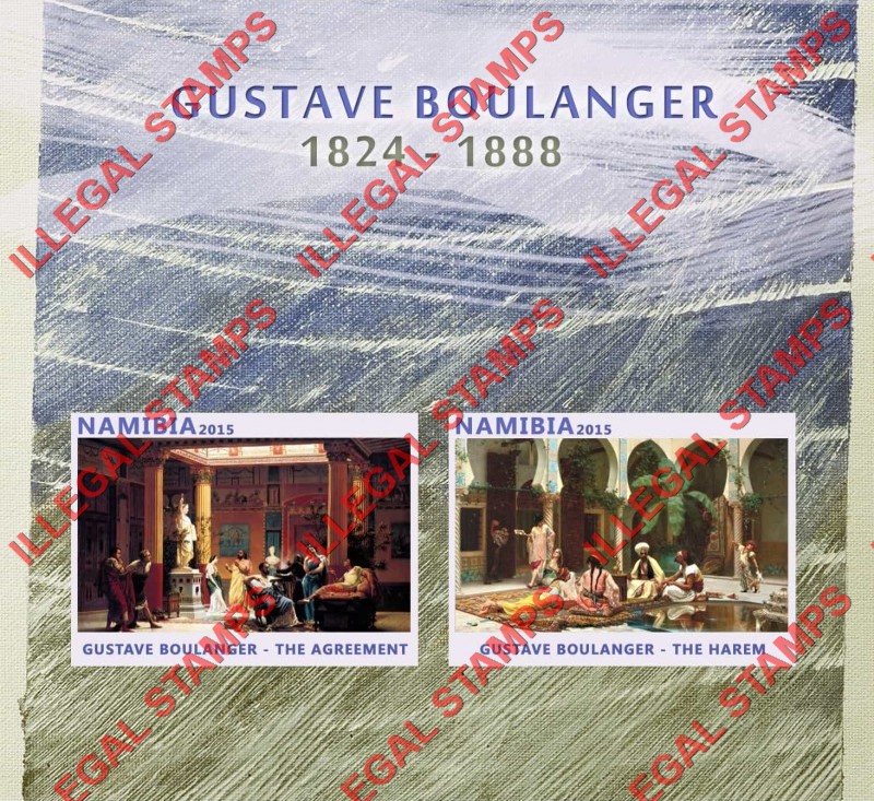 Namibia 2015 Paintings by Gustave Boulanger Illegal Stamp Souvenir Sheet of 2