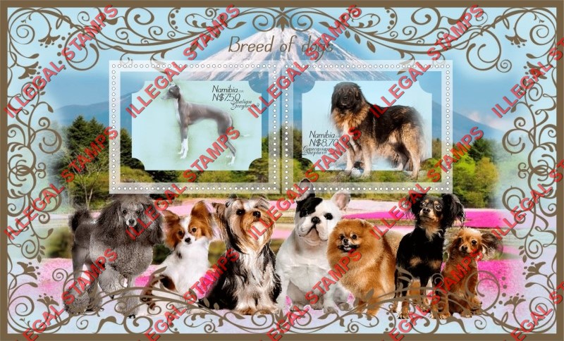 Namibia 2016 Dogs Breed of Dogs Illegal Stamp Souvenir Sheet of 2