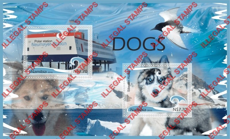 Namibia 2016 Dogs in Antarctica Illegal Stamp Souvenir Sheet of 2