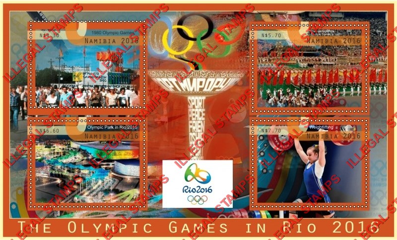 Namibia 2016 Olympic Games in Rio (different) Illegal Stamp Souvenir Sheet of 4