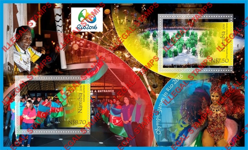 Namibia 2016 Olympic Games in Rio Illegal Stamp Souvenir Sheet of 2