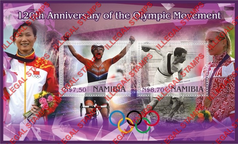 Namibia 2016 Olympic Movement 120th Anniversary Illegal Stamp Souvenir Sheet of 2