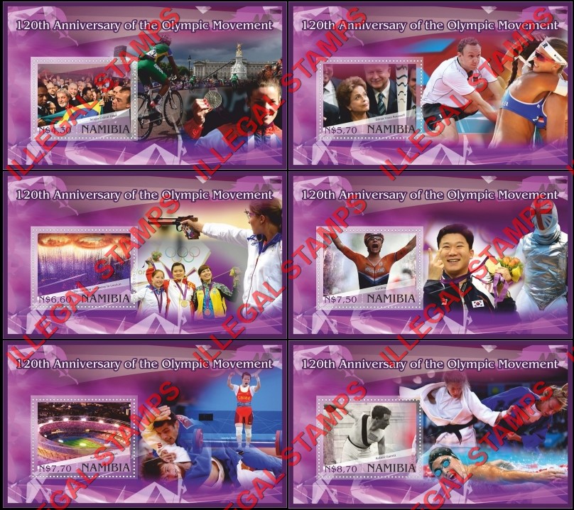 Namibia 2016 Olympic Movement 120th Anniversary Illegal Stamp Souvenir Sheets of 1