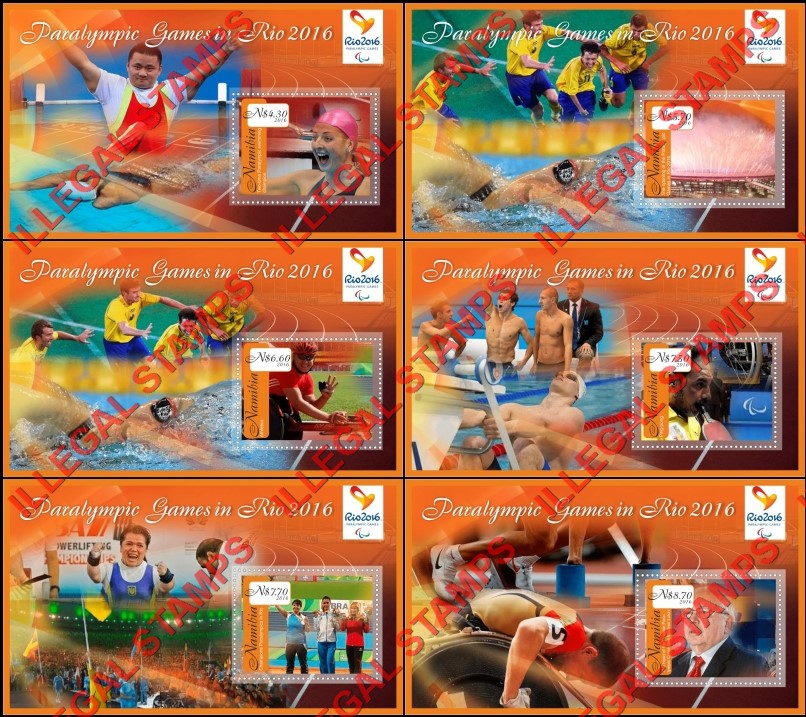Namibia 2016 Paralympic Games in Rio Illegal Stamp Souvenir Sheets of 1