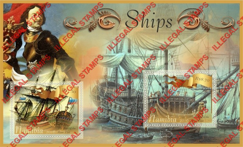 Namibia 2016 Ships of the Azoz Fleet Illegal Stamp Souvenir Sheet of 2