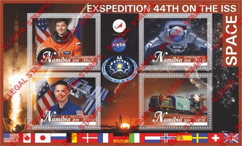 Namibia 2016 Space ISS 44th Expedition Illegal Stamp Souvenir Sheet of 4