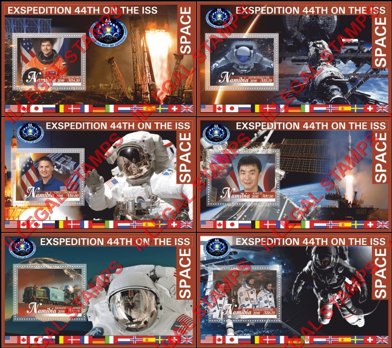 Namibia 2016 Space ISS 44th Expedition Illegal Stamp Souvenir Sheets of 1