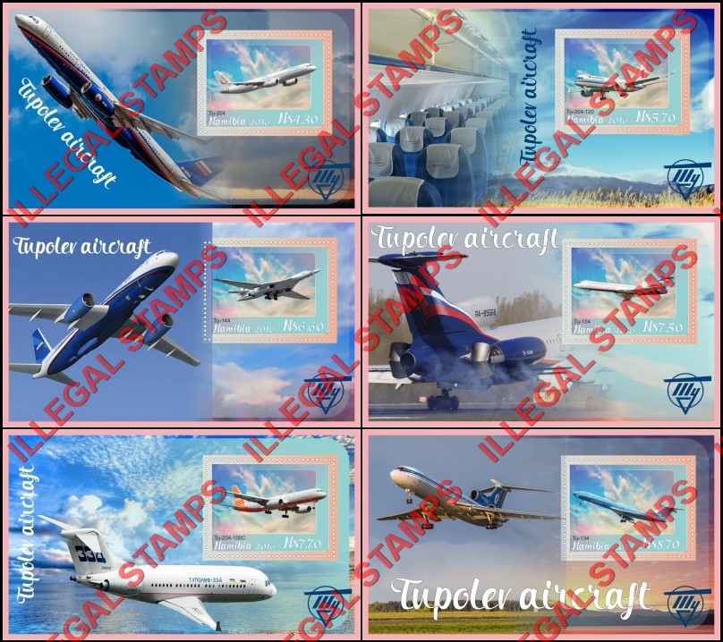 Namibia 2016 Tupolev Aircraft Illegal Stamp Souvenir Sheets of 1