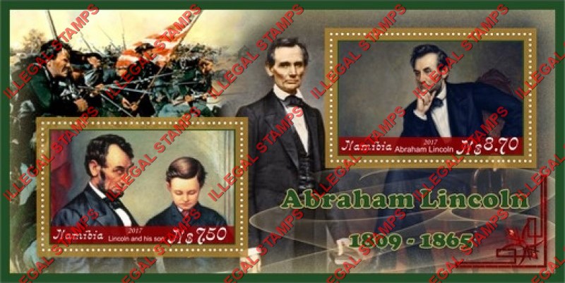 Namibia 2017 Abraham Lincoln Illegal Stamp Souvenir Sheet of 2
