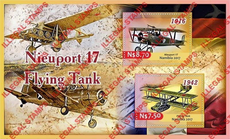 Namibia 2017 Aviation Aircraft Illegal Stamp Souvenir Sheet of 2