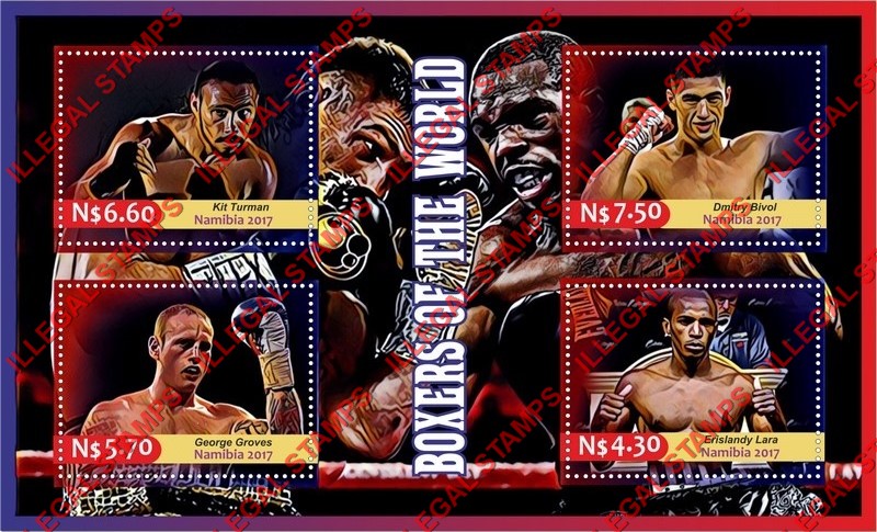 Namibia 2017 Boxers of the World Illegal Stamp Souvenir Sheet of 4