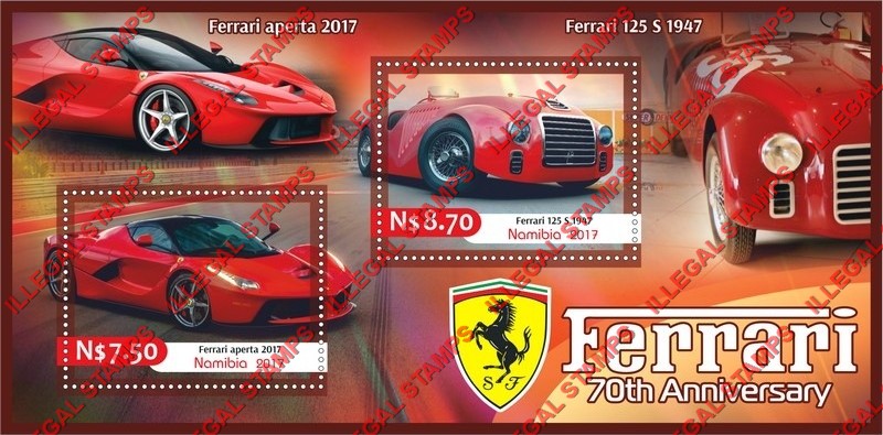 Namibia 2017 Ferrari Illegal Stamp Souvenir Sheet of 2