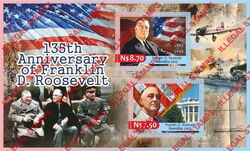 Namibia 2017 Franklin D. Roosevelt Illegal Stamp Souvenir Sheet of 2