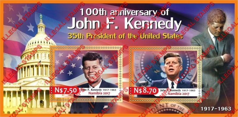 Namibia 2017 John F. Kennedy Illegal Stamp Souvenir Sheet of 2