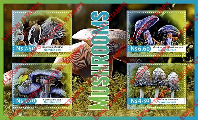 Namibia 2017 Mushrooms Illegal Stamp Souvenir Sheet of 4