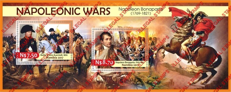Namibia 2017 Napoleonic Wars Illegal Stamp Souvenir Sheet of 2