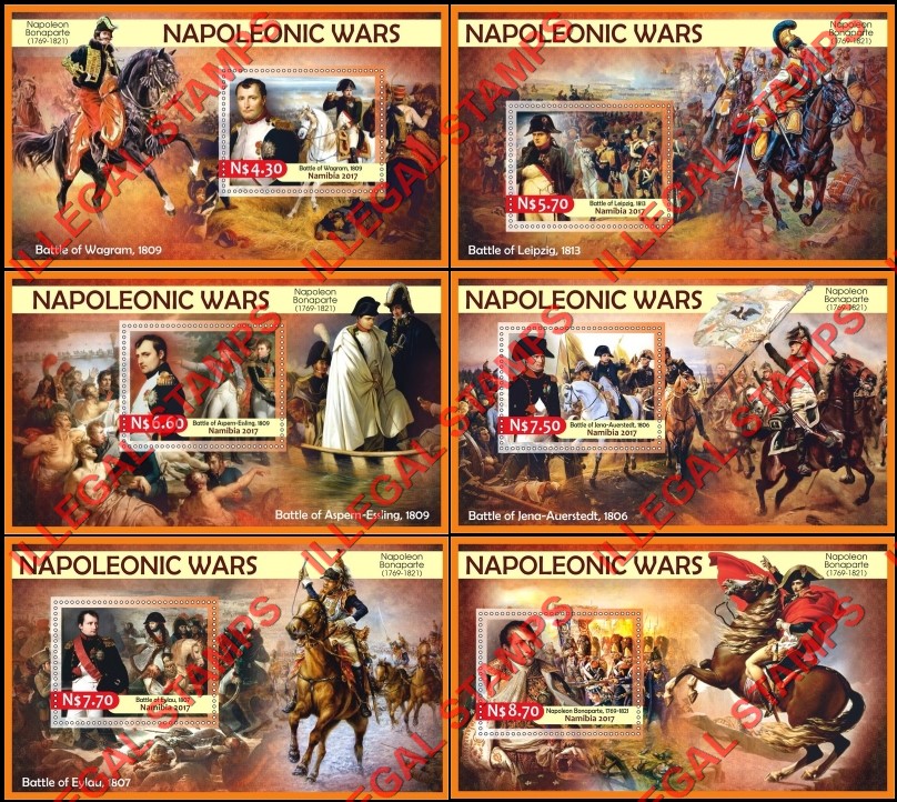 Namibia 2017 Napoleonic Wars Illegal Stamp Souvenir Sheets of 1