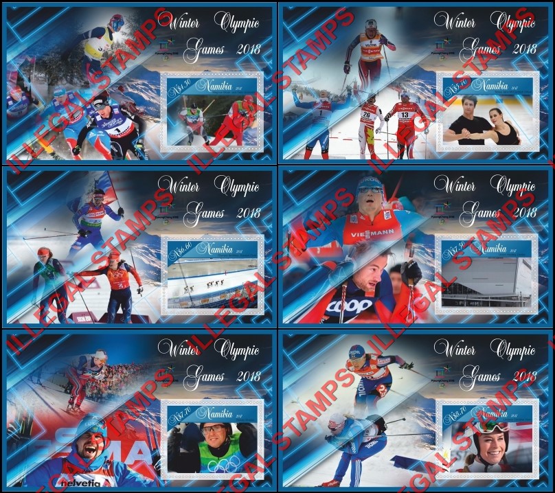 Namibia 2017 Olympic Games in PyeongChang in 2018 Illegal Stamp Souvenir Sheets of 1
